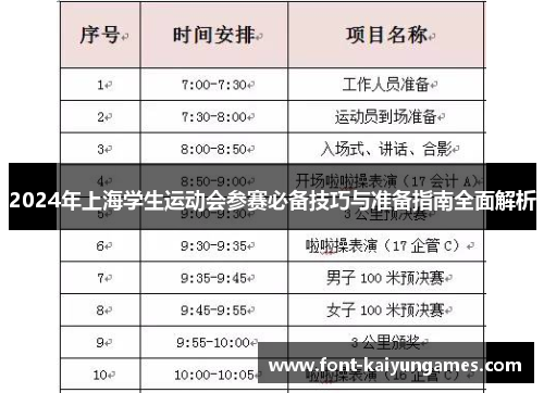 2024年上海学生运动会参赛必备技巧与准备指南全面解析